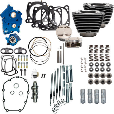 S&S Cycle #310-1109D - Power Pack - Oil Cooled - 550C - Black Granite w/Highlight - Chrome Pushrod Tubes - M8