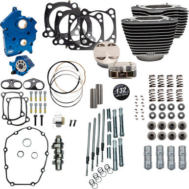 S&S Cycle #310-1231D - Power Pack - Oil Cooled - 550C - Wrinkle Black w/Highlight - Chrome Pushrod Tubes - 114"/117" M8