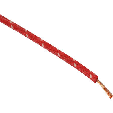 Namz #NCBW-29 - Cloth-Braided Wire - 25' Spool - 16-Gauge - Red/White