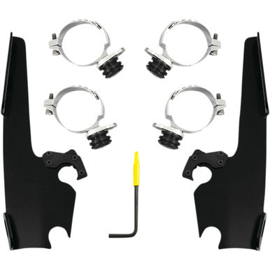 Memphis Shades #MEB2054 - Fats/Slim Windshield Trigger Lock Complete Mount Kit - Black - XL