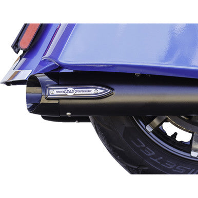 S&S Cycle #550-1075 - 4" Broadhead Slip-On Mufflers - Slash Cut - Black
