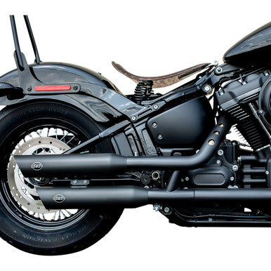 S&S Cycle #550-0735 - Slash-Cut Slip-On Mufflers - Race - Black - FLFB