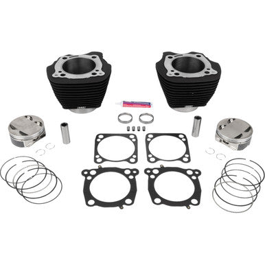S&S Cycle #910-0849A - 136" Cylinder Kit - 4.625" Stroke - Wrinkle Black w/o Highlighted Fins - M8