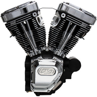 S&S Cycle #310-0400A - T124 Long Block Engine - Wrinkle Black and Chrome - Touring