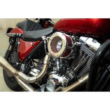 Feuling Parts #5478 - BA Air Cleaner Kit - Chrome/Clear with Red Filter - M8