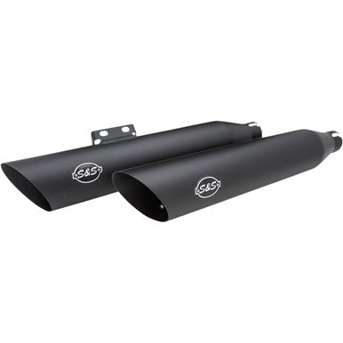 S&S Cycle #550-0752B - Slash-Cut Slip-On Mufflers - 50 State - Guardian Black - FLFB