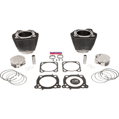 S&S Cycle #910-0848A - 136" Cylinder Kit - 4.625" Stroke - Wrinkle Black w/Highlighted Fins - M8