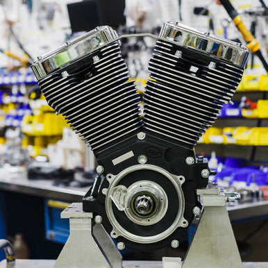 S&S Cycle #310-1159 - V124 Long Block Engine - Chrome/Wrinkle Black - Big Twin | Custom Chasis w/Alternator-Style Primary