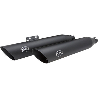 S&S Cycle #550-0735 - Slash-Cut Slip-On Mufflers - Race - Black - FLFB