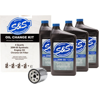 S&S Cycle #218942 - Oil Change Kit - Chrome Filter - '99-'17 Twin Cam - 4 US quarts