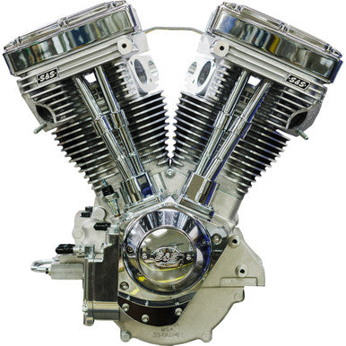 S&S Cycle #310-1160 - V124 Long Block Engine - Chrome/Natural - Big Twin | Custom Chasis w/Alternator-Style Primary