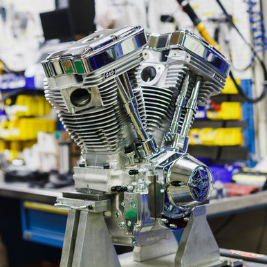 S&S Cycle #310-1160 - V124 Long Block Engine - Chrome/Natural - Big Twin | Custom Chasis w/Alternator-Style Primary
