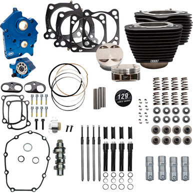 S&S Cycle #310-1227D - Power Pack - Oil Cooled - 550G - Wrinkle Black w/Highlight - Black Pushrod Tubes - 107" M8