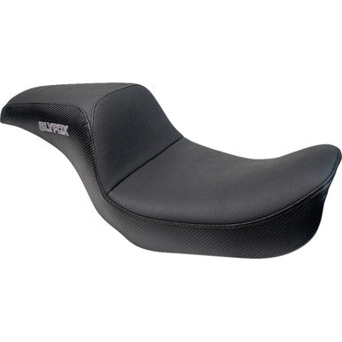 Slyfox #4883B-slyfox - Drifter Seat - Gray Logo - Black Vinyl w/ Slipstop - Carbon Fiber - Dyna '96-'03