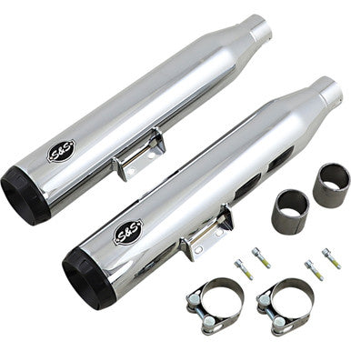 S&S Cycle #550-0757B - Grand National Slip-On Mufflers - 50-State - Chrome - FLHC/FLDE