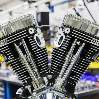 S&S Cycle #310-1159 - V124 Long Block Engine - Chrome/Wrinkle Black - Big Twin | Custom Chasis w/Alternator-Style Primary