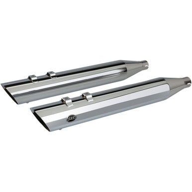 S&S Cycle #550-0695 - Slash Cut Slip-On Mufflers - Chrome - M8 FL