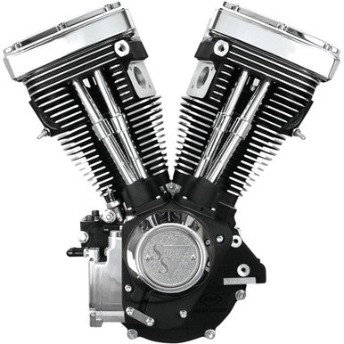 S&S Cycle #310-0233 - V80 Long-Block Engine - Wrinkle Black - Custom Chassis | Evolution Big Twin