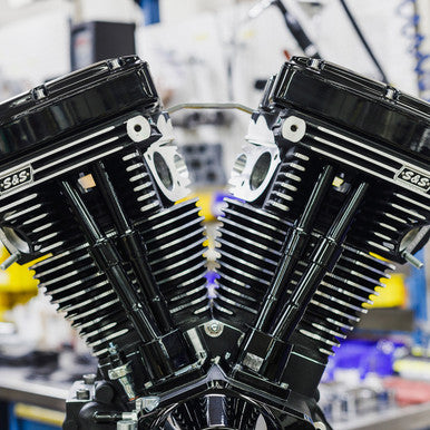 S&S Cycle #310-1158 - V124 Long Block Engine - Black Edition - Big Twin | Custom Chasis w/Alternator-Style Primary