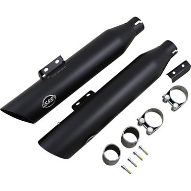 S&S Cycle #550-0752B - Slash-Cut Slip-On Mufflers - 50 State - Guardian Black - FLFB