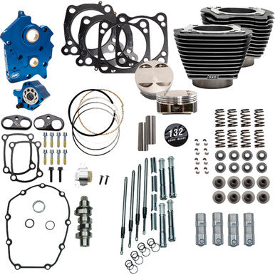 S&S Cycle #310-1237D - Power Pack - Oil Cooled - 550C - Black Granite w/Highlight - Chrome Pushrod Tubes - 114"/117" M8