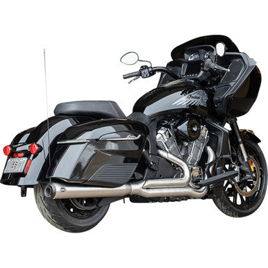 S&S Cycle #550-1130 - 2-into-1 Qualifier Exhaust System - Brushed Stainless Steel - Race Only - Indian with PowerPlus