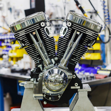 S&S Cycle #310-1159 - V124 Long Block Engine - Chrome/Wrinkle Black - Big Twin | Custom Chasis w/Alternator-Style Primary