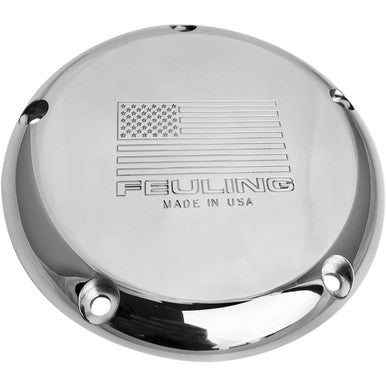 Feuling Parts #9151 - Derby Cover with Engraved American Flag - Polished - 5 Hole - Big Twin