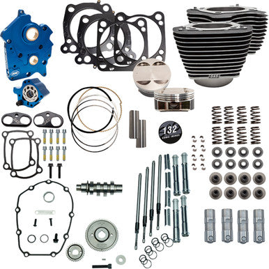 S&S Cycle #310-1232D - Power Pack - Oil Cooled - 550G - Wrinkle Black w/Highlight - Chrome Pushrod Tubes - 114"/117" M8