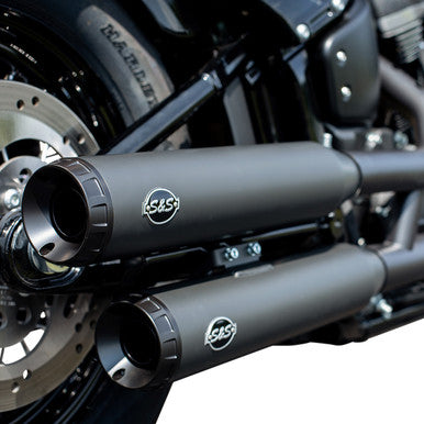 S&S Cycle #550-0737 - Grand National Slip-On Mufflers - Race - Black Ceramic - M8 Softail