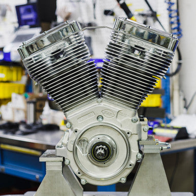 S&S Cycle #310-1160 - V124 Long Block Engine - Chrome/Natural - Big Twin | Custom Chasis w/Alternator-Style Primary