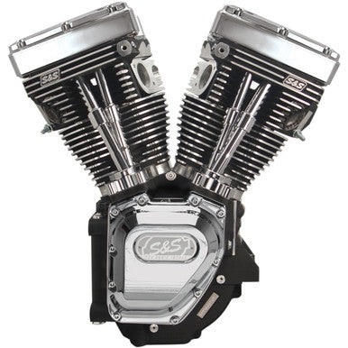 S&S Cycle #310-0326A - T124 Long Block Engine - Wrinkle Black and Chrome - Touring | Dyna