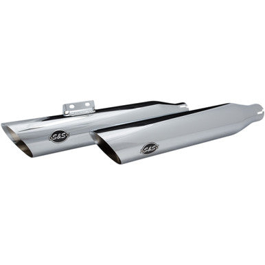 S&S Cycle #550-0736 - Slash-Cut Slip-On Mufflers - Race - Chrome - FLFB
