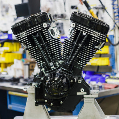 S&S Cycle #310-1158 - V124 Long Block Engine - Black Edition - Big Twin | Custom Chasis w/Alternator-Style Primary