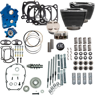 S&S Cycle #310-1238C - 132" Power Pack - 550 Gear Drive - Oil Cooled - Black Granite w/Highlight Fins - 114"/117" M8