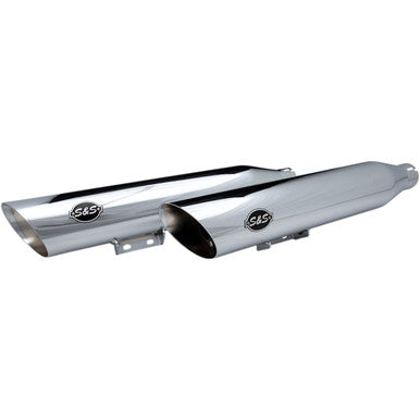 S&S Cycle #550-0739 - Slash-Cut Slip-On Mufflers - Race - Chrome - FLHC