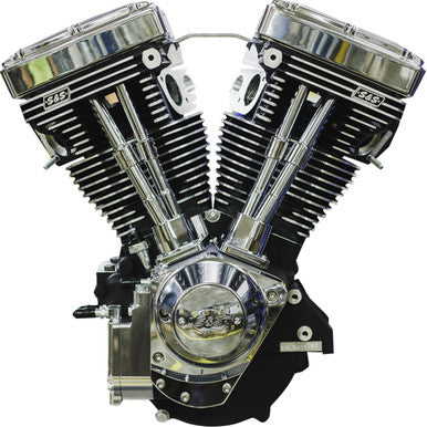 S&S Cycle #310-1159 - V124 Long Block Engine - Chrome/Wrinkle Black - Big Twin | Custom Chasis w/Alternator-Style Primary