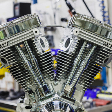 S&S Cycle #310-1160 - V124 Long Block Engine - Chrome/Natural - Big Twin | Custom Chasis w/Alternator-Style Primary