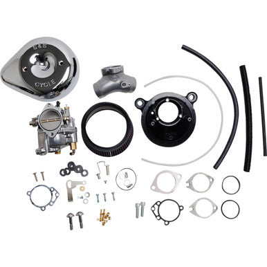 S&S Cycle #110-0145 - Super E Carburetor with Stealth Air Cleaner Kit - Chrome - Evolution Big Twin